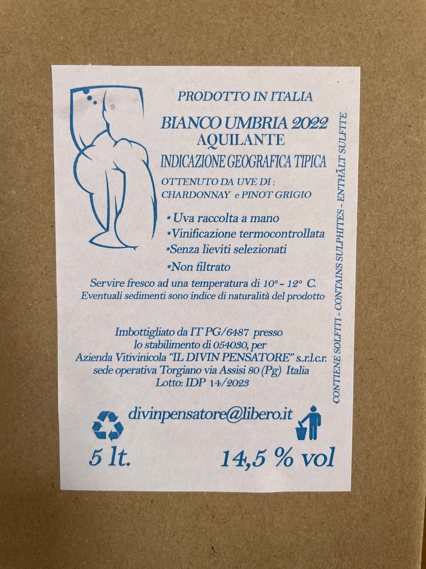 Vino Bianco Umbro IGT "AQUILANTE" BIOLOGICO