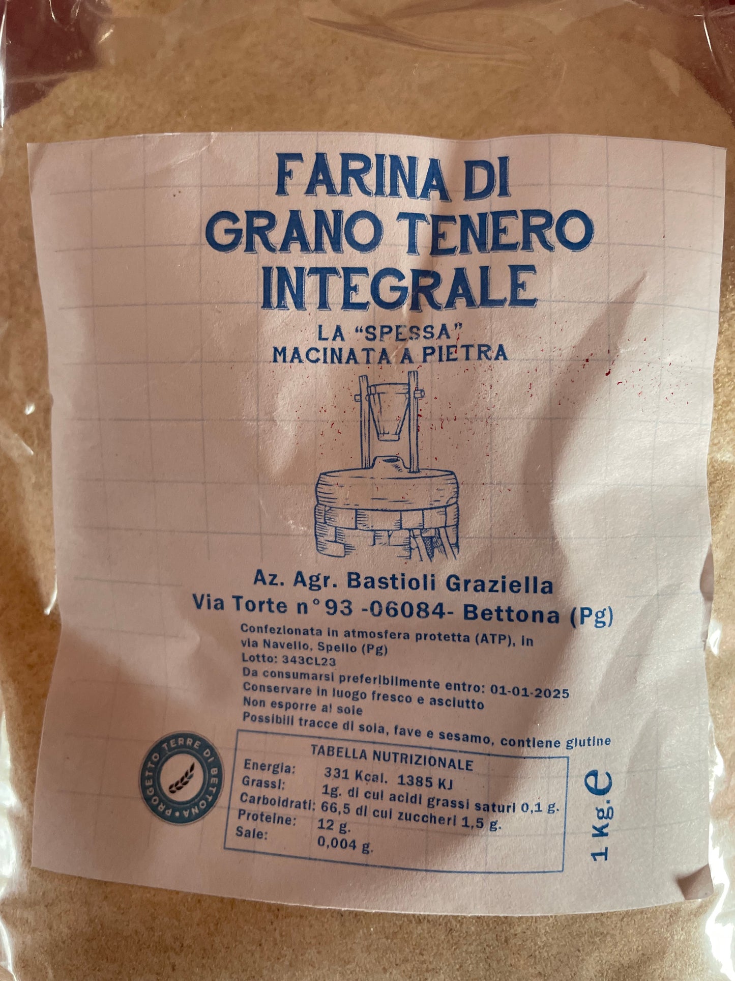 Farina Tipo INTEGRALE di Grani Antichi Tenero Biologico Macinata a Pietra